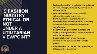 Ethics opinion in fashion industry
