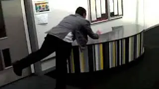 Deano sliding across table