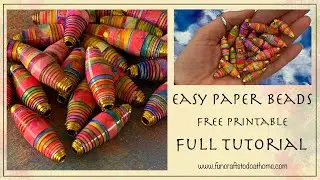 Paper Bead Design - Free Printable Available Now - Easily Make These Pretty gold-tipped Paper Beads.