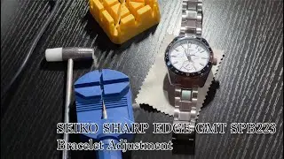 Seiko Sharp Edge GMT SPB223 bracelet adjustment.