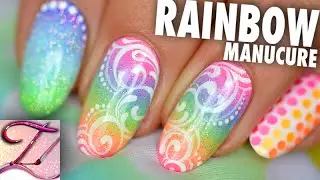 Tuto nail art rainbow manucure de vacances ネイルアート