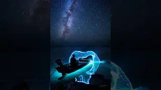 Fishing under the sky at night #aivideo #ai #fishing #night #bioluminescence #galaxy