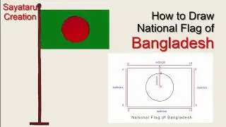 How to draw National Flag of Bangladesh, easy Flag drawing and color