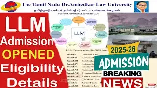 LLM Degree 2025 Admission Details in Tamil | Master of Law PG Law Course Admission Started Explained