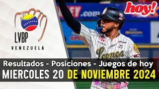 JUEGOS DE HOY, RESULTADOS DE AYER, POSICIONES LVBP 20/11/2024
