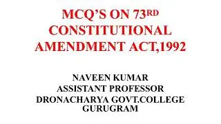 McQ on 73rd Amendment Act 1992