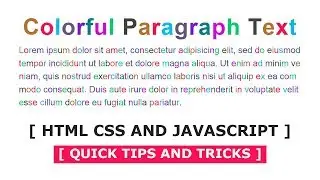 Colorful Paragraph Text | Html CSS and Javascript