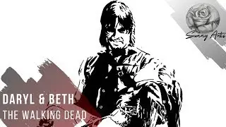 Daryl and Beth - Walking Dead drawing