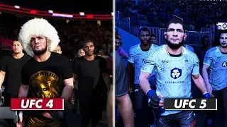 UFC 5 vs UFC 4 Comparison | Walkout Entrance, Face & Gameplay (PS5)