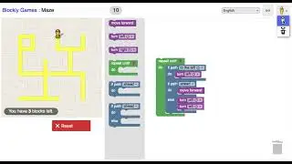 STEM Coding and Games - Blockly Games - Maze - Level 10 solution
