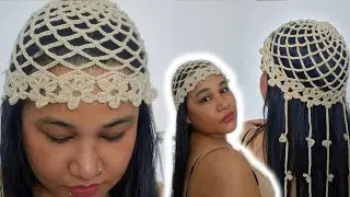 GORRO MALLA con flores TEJIDO a CROCHET (Auder CROCHET)