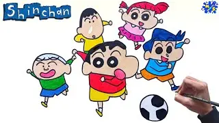Shinchan Drawing || How to Draw Shinchan and Friends Step by Step