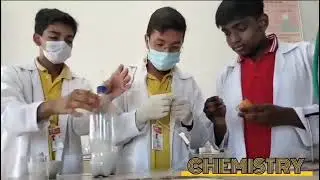 Experiment of chemistry making gas with carpet and H2O