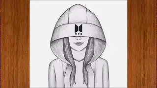 BTS Easy Drawing Girl With Hat | Hidden face drawing | How to draw Girl with BTS hoodie 2022