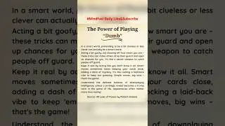 At Times Playing Dumb is a Smart Move! #life #lifelessons #selfcare #shorts #ytshorts #viral #like