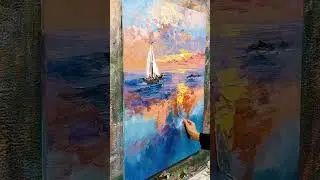 Boat Textured Wall Art, Original Hand Painted Canvas Art, Large Framed Wall Art  #oilpainting