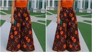 Cut and sew circler wide leg palazzo pants in few minutes. (DIY)