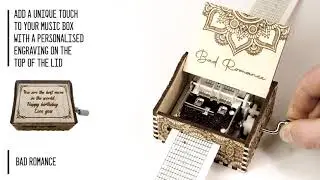 Bad Romance - Lady Gaga | Hand crank wooden music box with personalized engraving