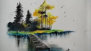 How to easy pastel drawing &hearts;️ oil pastel scenery drawing of island