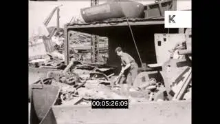 1950s UK, Rag and Bone Man, Scrap Iron Yard, 16mm
