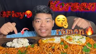 Spicy Ramen 🍜 Momo 🥟 ||Mukbang 😋 #food #mukbang #foodie #shorts 