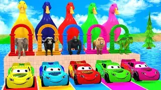 Long Slide Game with Cow Elephant Gorilla Hippopotamus Tiger 3d Animal Game Funny 3d Animals