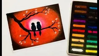 Love Birds Scenery Drawing for Beginners with Soft Pastels