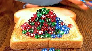CRACK & SMEAR ASMR | Crushing Glass Gems into Shimmering Jam on Toast
