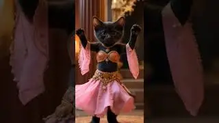 Cute Black cat dancing belly dance👯💃#cutecat #catbellydance #catlover #blackcat #dancecat