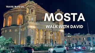 Mosta at Night | Malta Walking Tour | 4K 60fps