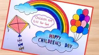 Happy children's day drawing//Children's day chart drawing//Children's day poster drawing//easy