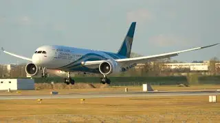 [4K] Oman Air Boeing 787-800 Dreamliner (A4O-SB) Sunset Arrival at Munich Airport!