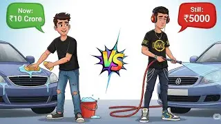 Rich mindset and poor mindset 2 friends working in car washing center story in hindi