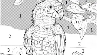 A parrot perches on a shady tree branch | Coloring Games