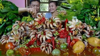 ตำซั่วหมึกสายเผ็ดนัวน้ำปลาร้าแกล้มผักก้านจองผักสดๆแซ่บคักจ้า|10 มกราคม 2026