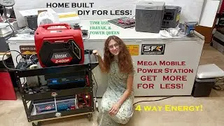Hybrid gas/electric DIY Power Station with TIME USB 230 ah LiFePO4, Erayak 3000w inverter/generator