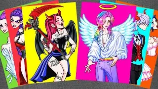 DEMON HUNTRIX MIRA with BLACK WINGS Love ANGEL SAJA BOYS - KPOP DEMON HUNTERS | Sticker Book DIY