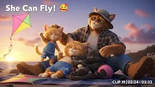 Tiny Kitten Learns to Fly a Kite#CatStory #HeartwarmingCats #longvideo #catfamily #aivideo