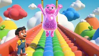 Jelly Runner do Fall Guys Equilibrando em Uma Plataforma | Canções Infantis e Rimas para Criança