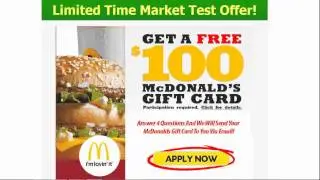 100% FREE $100 McDonalds Gift Card!