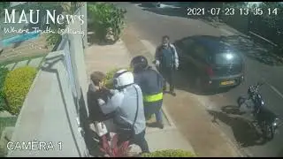 Gunshots and sharp weapons during a robbery.