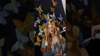 Details on a new painting 🦋 #art #renaissance #painting #oilpainting #bridal #butterfly
