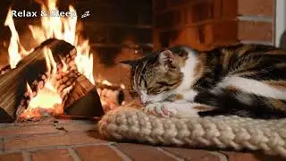 🔴 LIVE: Cat Purring & Crackling Fireplace Sound for Sleep & Study | Catnap ASMR