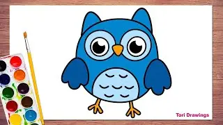 Owl Drawing Easy for Kids | Cute Owl Cartoon Coloring | Tori Drawings