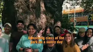 A sunny morning class at the park, learning English in the best city in NZ.