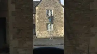 Window cleaner slides down ladder | CONTENTbible