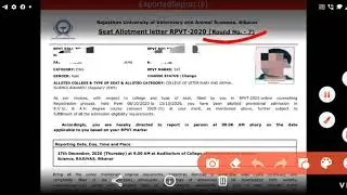 RPVT BIKANER 7th ROUND ALLOTMENT LETTER