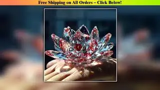 Crystal Lotus Flower Figurine Home Wedding Decoration Glass Craft Collection Paperweight Table