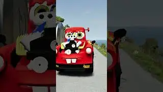 POPPY PLAYTIME SMILING CRITTERS CAR BEAMNG CAR CRASH BOLLARDS