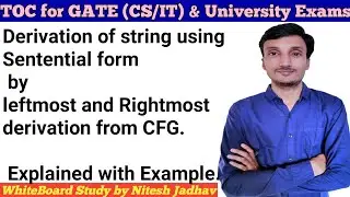 Sentential form | leftmost and Rightmost derivation in hindi | Context free grammar CFG